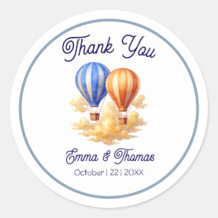 Adesivo Redondo O amor está no Viagem do Air Hot Air Balloon