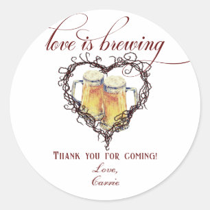 Adesivo Redondo O Amor Está Sendo Cerveja Coração Gótico Chá de No