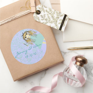 Adesivo Redondo O amor nos dá um Casamento Fada