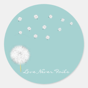 Adesivo Redondo O Amor Nunca Falha Dandelion 1 Coríntios 13