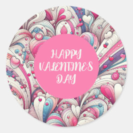 Adesivo Redondo O amor para sempre corações padrão