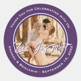 Adesivo Redondo O Amor Roxo Elegante É Uma Foto De Casamento Doce