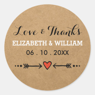 Adesivo Redondo O amor rústico das setas cor-de-rosa dos queridos