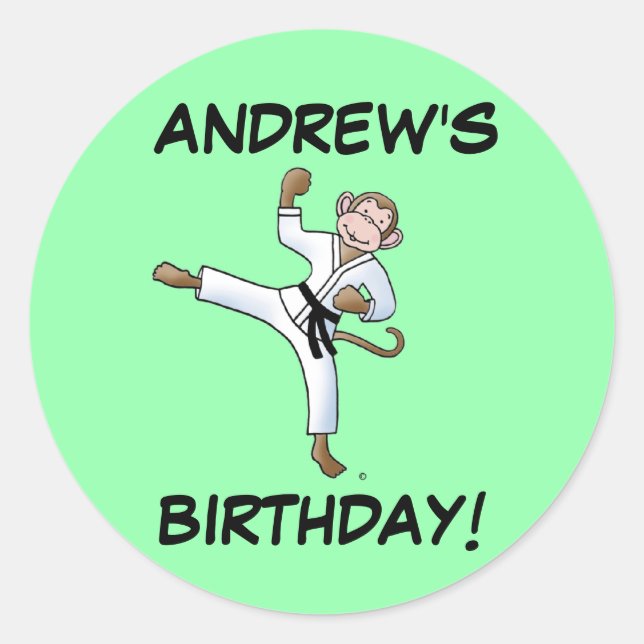 Adesivo Redondo O Aniversário de Artes Marciais do Andrew (Frente)