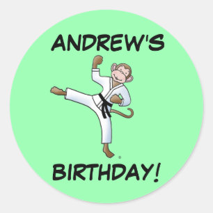 Adesivo Redondo O Aniversário de Artes Marciais do Andrew