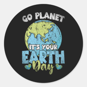 Adesivo Redondo O Aniversário do Planeta Vai Planeta É O Dia da Te