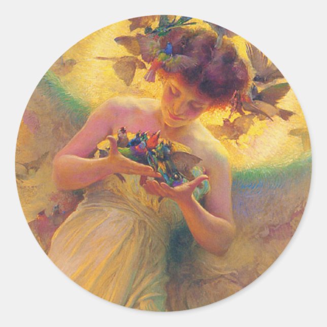 Adesivo Redondo O anjo das aves (Frente)