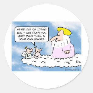 Adesivo Redondo O anjo recomendou o deus em criar povos