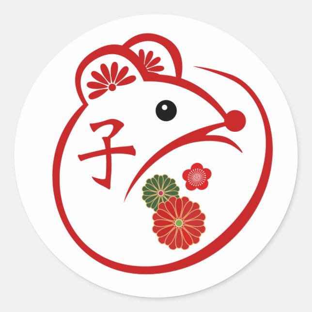 Adesivo Redondo O Ano do Rato (Frente)