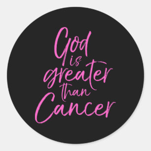 Adesivo Redondo O Apoio ao cancer de mama Rosa Dotado Deus É Maior