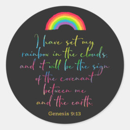 Adesivo Redondo O Arco-Íris de Deus 9 Bíblia Cristã Verse
