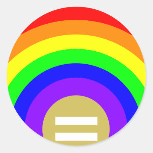 ADESIVO REDONDO O ARCO-ÍRIS DO ORGULHO GAY DE LGBTQ COLORE A HORA