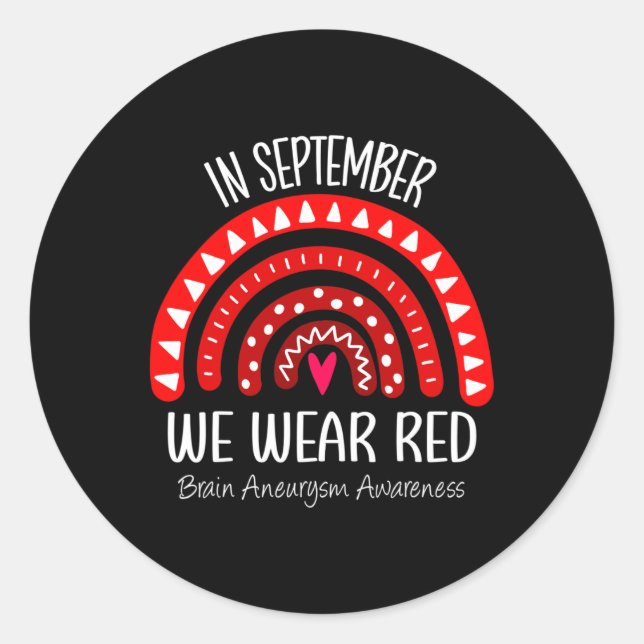 Adesivo Redondo O Arco-Íris Em Setembro Veste Aneurismo Do Cérebro (Frente)