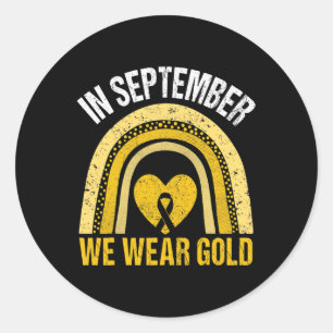 Adesivo Redondo O Arco-Íris Em Setembro Vestimos Cancer Dourado Da