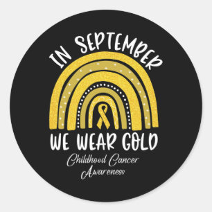 Adesivo Redondo O Arco-Íris Em Setembro Vestimos Cancer Dourado Da