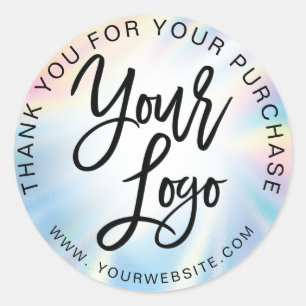 Adesivo Redondo O arco-íris holográfico adiciona seu obrigado ro