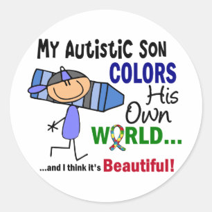 Adesivo Redondo O autismo COLORE SEU PRÓPRIO filho do MUNDO