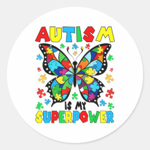 Adesivo Redondo O Autismo Da Borboleta É Minha Garota De Autismo D