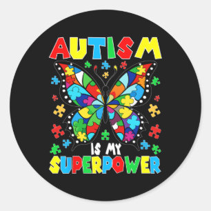Adesivo Redondo O Autismo Da Borboleta É Minha Garota De Autismo D