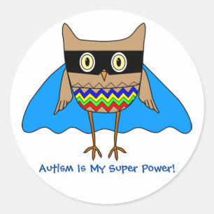 Adesivo Redondo O autismo do super-herói do autismo colore