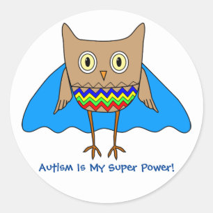 Adesivo Redondo O autismo do super-herói do autismo colore