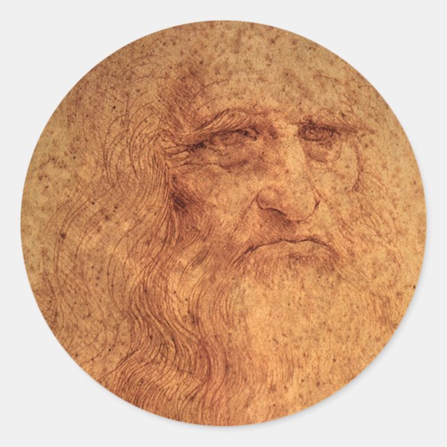 Adesivo Redondo O autorretrato de Leonardo da Vinci, Arte Renascen (Frente)