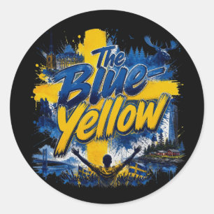 Adesivo Redondo O Azul-Amarelo - o apelido da Suécia