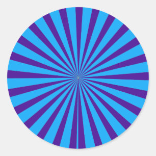 Adesivo Redondo O azul de índigo Starburst roxo Sun irradia a