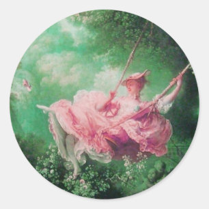 Adesivo Redondo O BALANÇO verde rosa
