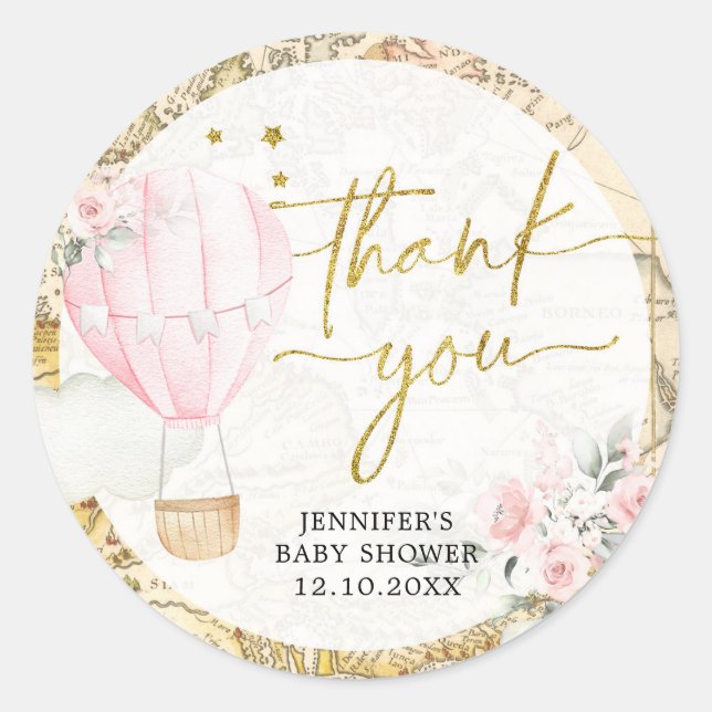 Adesivo Redondo O Balão de Ar Rosa não é maravilhoso. (Frente)