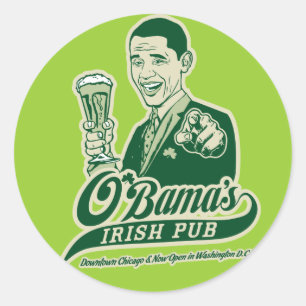 Adesivo Redondo O bar irlandês de Obama