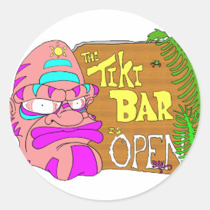 Adesivo Redondo O Bar Tiki está ABERTO