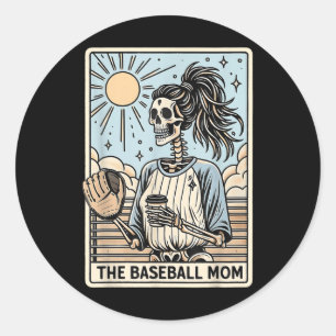 Adesivo Redondo O Baseball Mãe Skeleton Tarot, Baseball Mama Mot