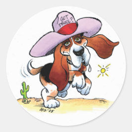 Adesivo Redondo O Basset Tem O Drool? Vinheta grande