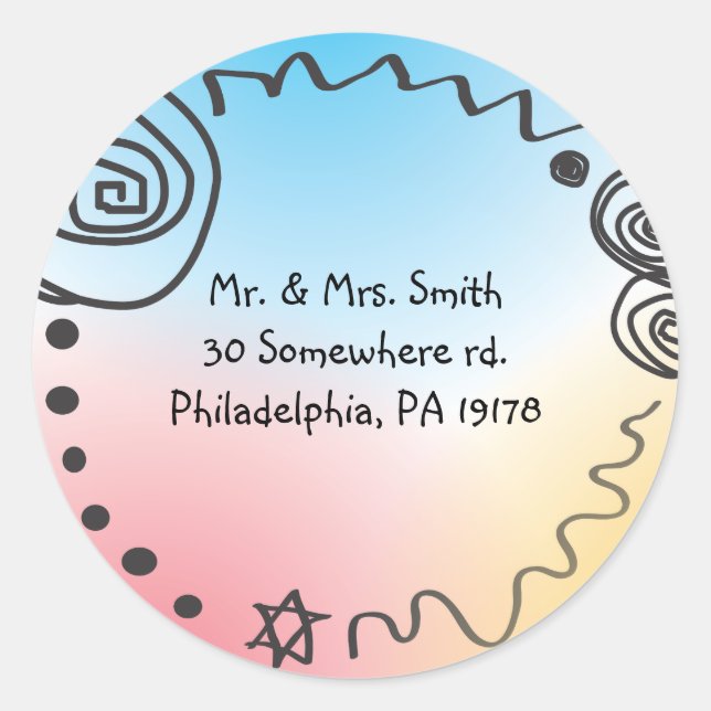 Adesivo Redondo O bastão musical jazzístico Mitzvah do bar convida (Frente)