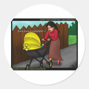 Adesivo Redondo O Bebê É Entediado Com Presentes Engraçados Camise