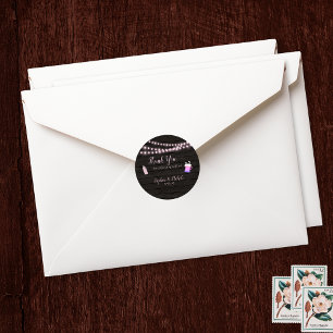 Adesivo Redondo O Bebê Está A Criar Chá de fraldas Rosa Obrigad