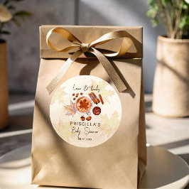 Adesivo Redondo O bebê está a fazer o chá de fraldas do outono