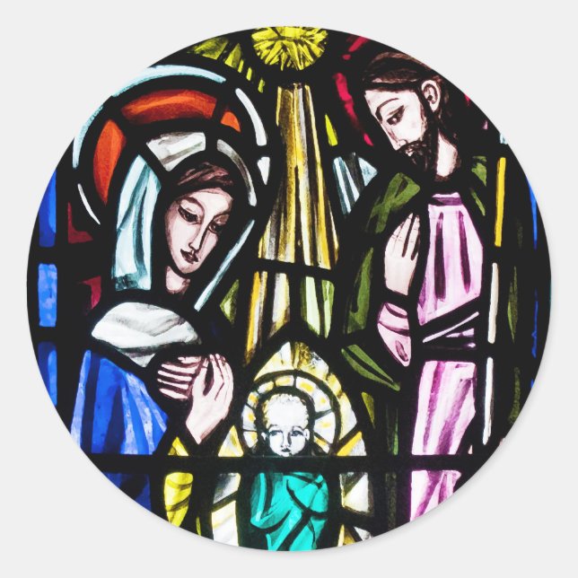 Adesivo Redondo O bebê Jesus arranjou vidro de Rua. (Frente)