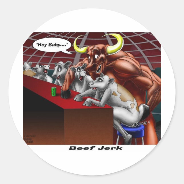 Adesivo Redondo O Beef Jerky Origina Presentes De Cartoons Engraça (Frente)