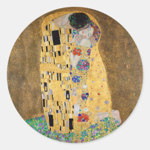Adesivo Redondo O Beijo de Gustav Klimt
