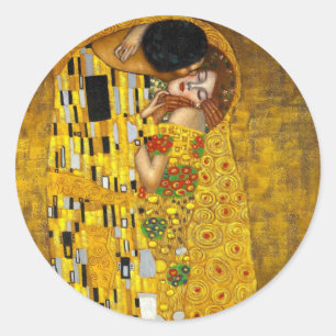 Adesivo Redondo O Beijo de Gustav Klimt