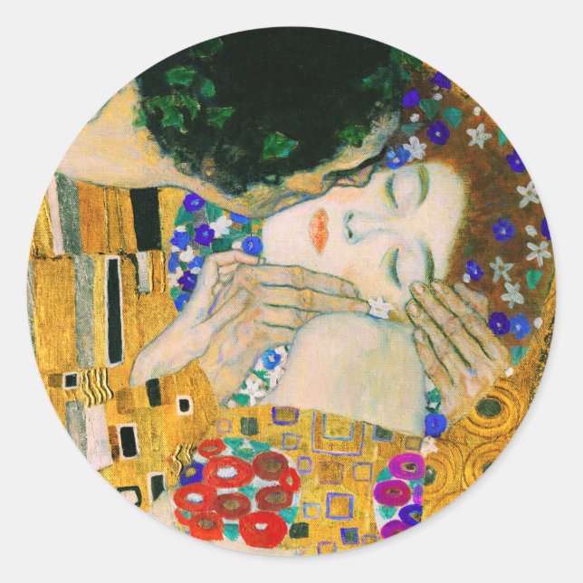 Adesivo Redondo O Beijo de Gustav Klimt (Frente)
