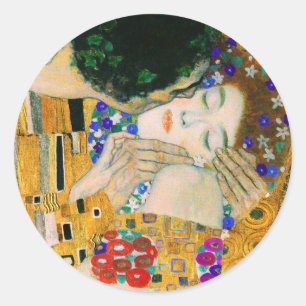 Adesivo Redondo O Beijo de Gustav Klimt