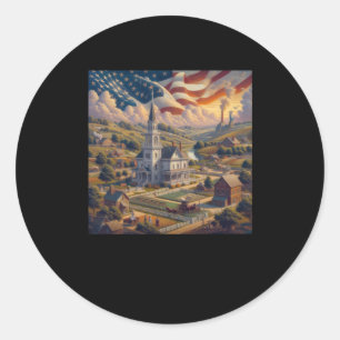 Adesivo Redondo O Belo Edifício Americano E O Cloud Sticker