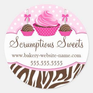 Adesivo Redondo O bolo estala selos da caixa da padaria do cupcake