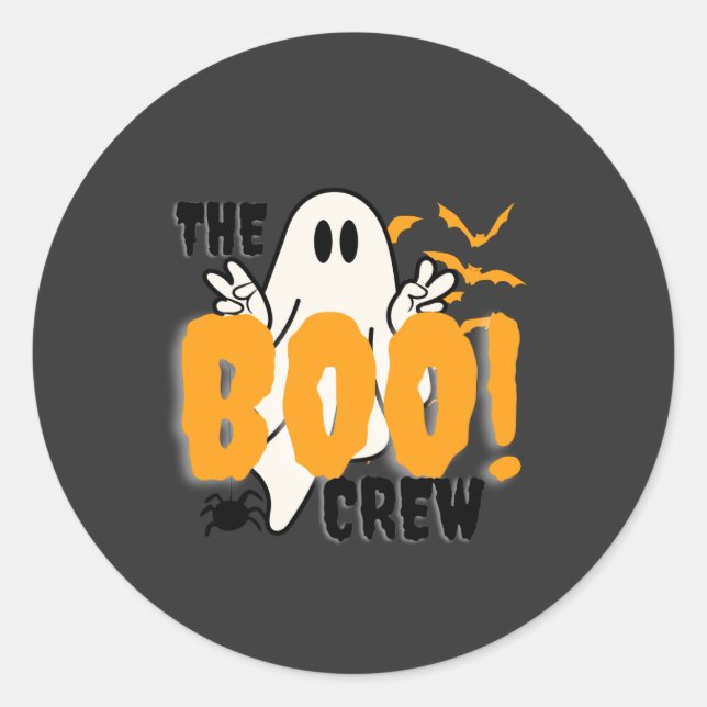 Adesivo Redondo O Boo Crew Orange Halloween (Frente)