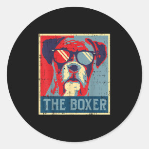 Adesivo Redondo O Boxer Obama Poster Vintage Animal Pet Dog Love