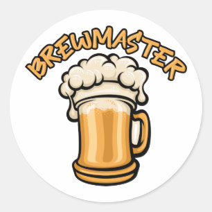 Adesivo Redondo O Brewmaster precisa de uma caneca de cerveja