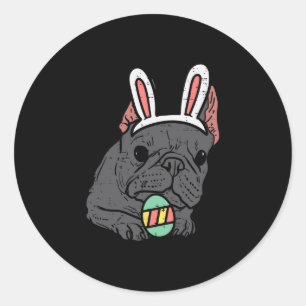 Adesivo Redondo O Buldogue Francês Bunny Cute Frenchie Homens de C